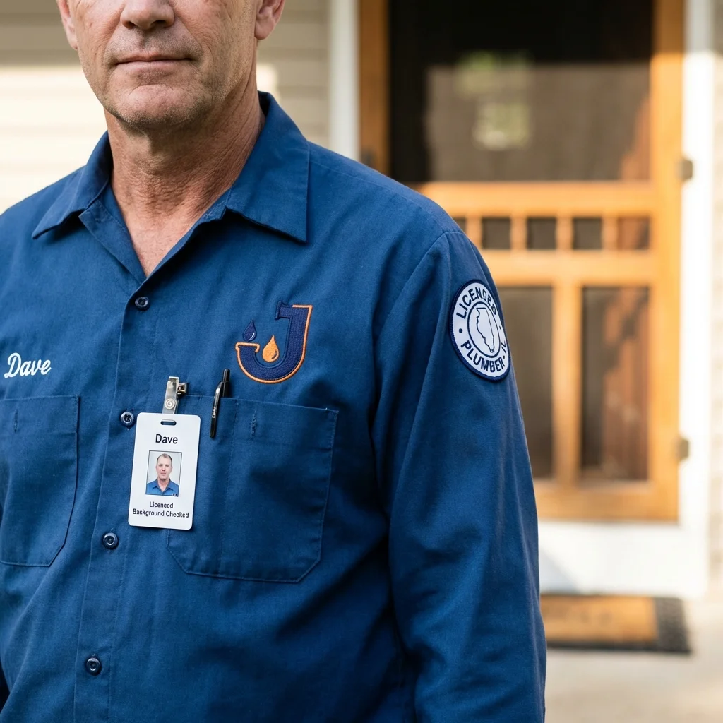 Licensed plumber showing ID badge in Healdton, OK