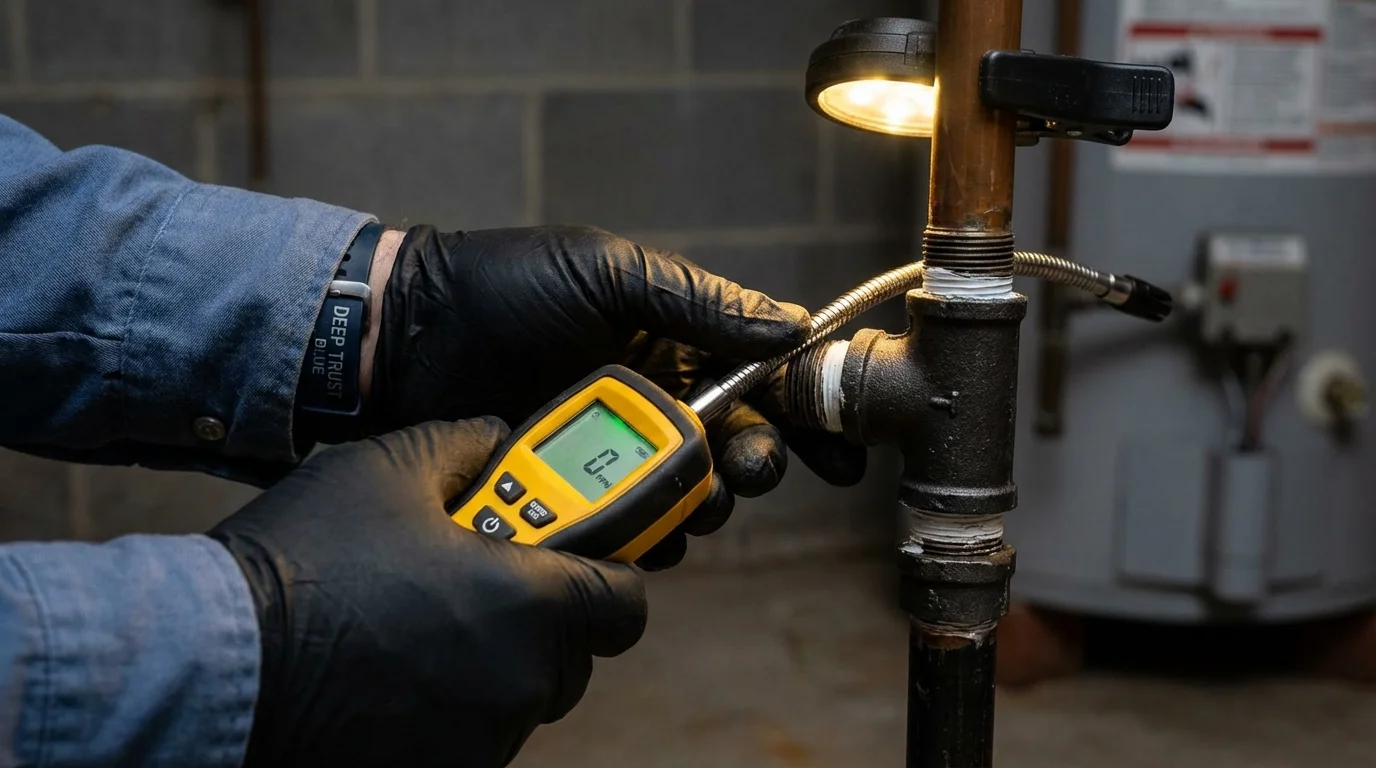 Gas leak detection with electronic sniffer by Johns Plumbing LLC in Healdton