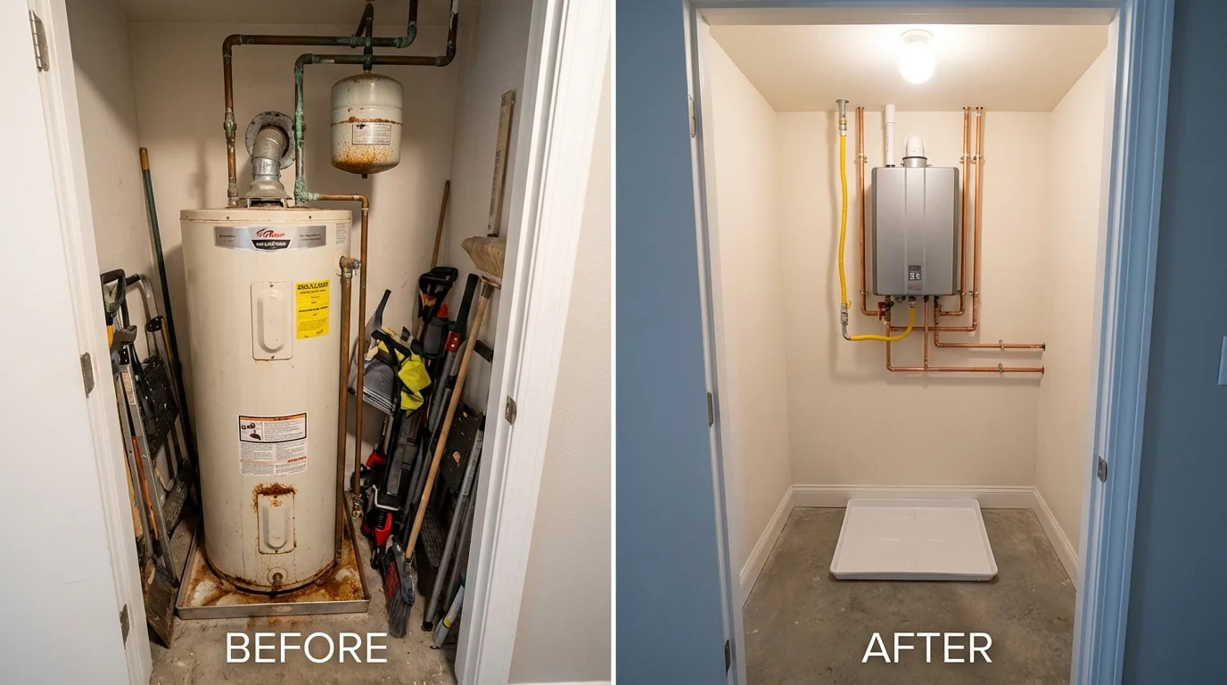 Tank water heater versus wall-mounted tankless unit comparison for Healdton, OK homeowners