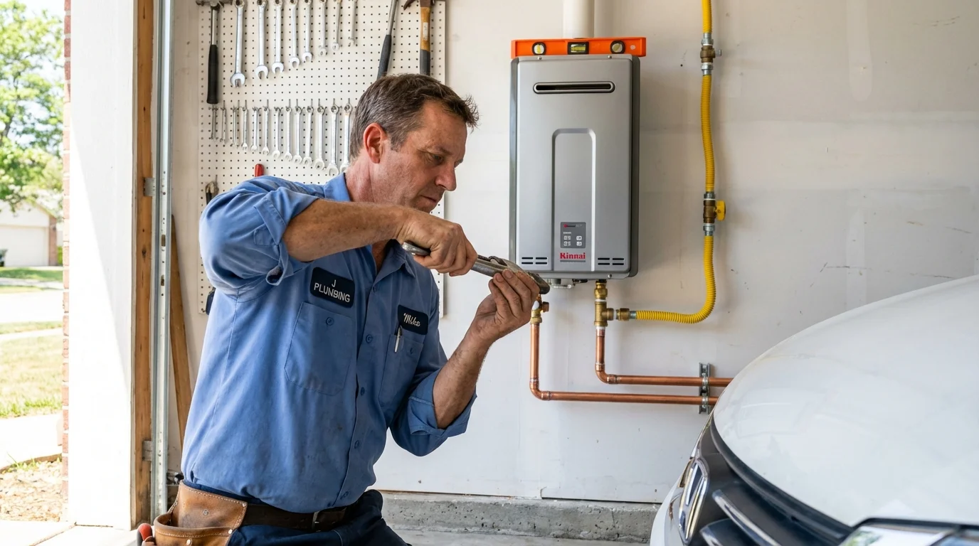 Tankless water heater installation by a Johns Plumbing LLC plumber in Healdton